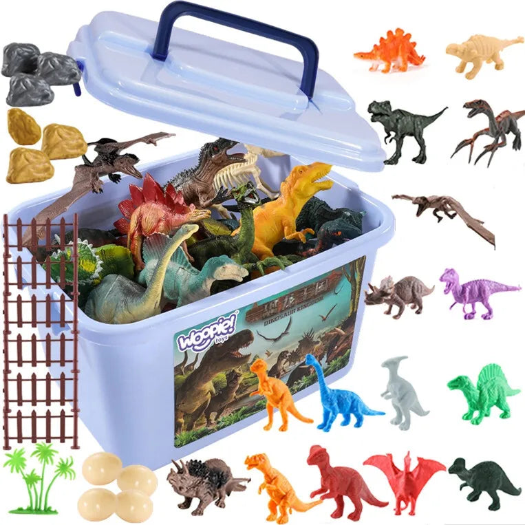 Woopie dinozaurų figūrėlių rinkinys su kraštovaizdžio elementais (40 el.)